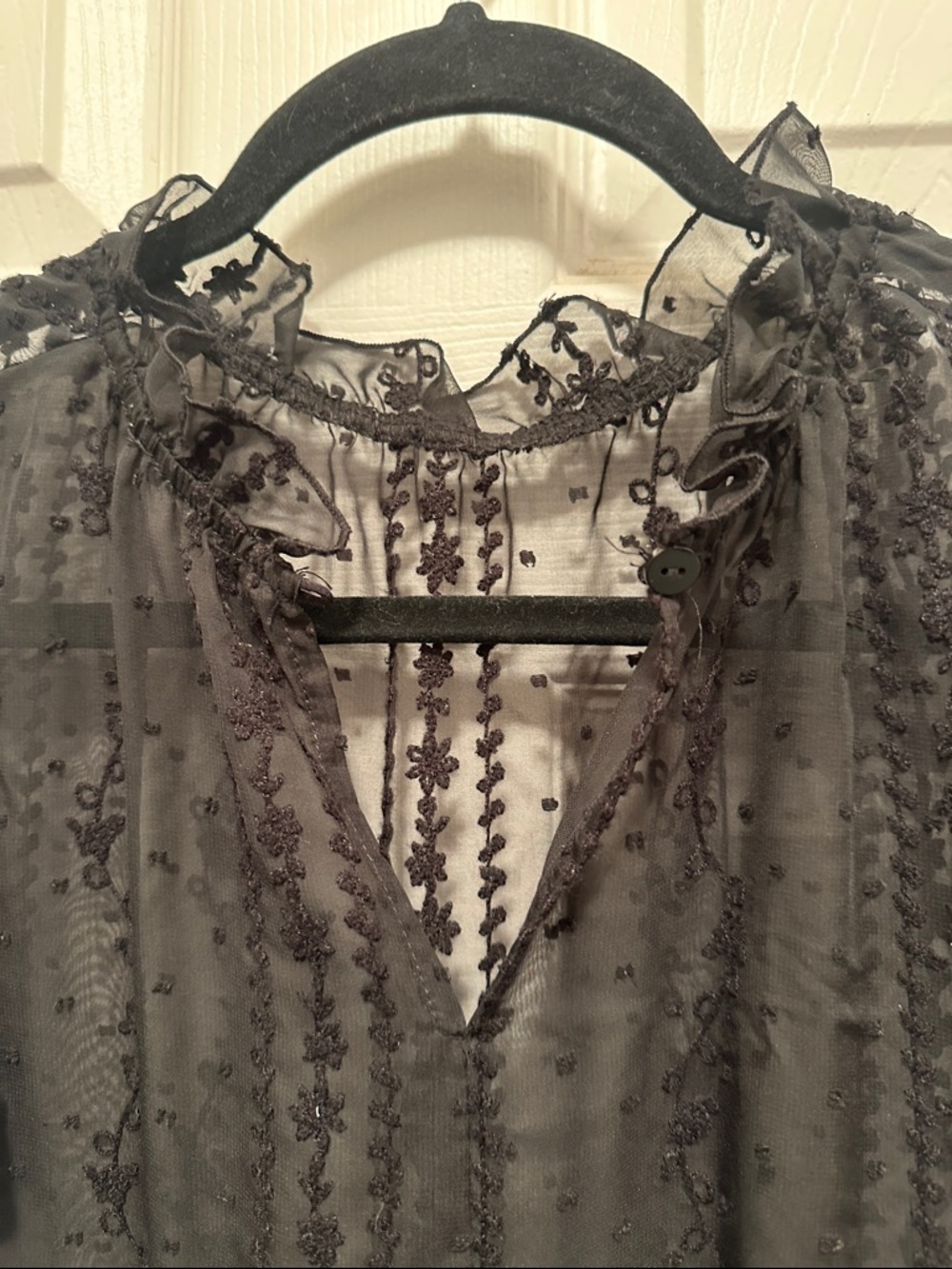 Sheer Black Tiered Embroidered Lace Whimsigoth Dress for Layering - Picture 4 of 6